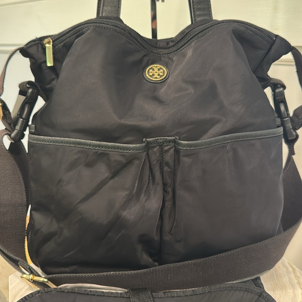 Tory Burch Bag Large Nylon Black Baby Bag Work Travel Bag with Adjustable Strap - Picture 4 of 17